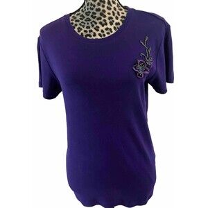 Ralph Lauren Sport Size XL Purple Embroidered Flower Minimalist